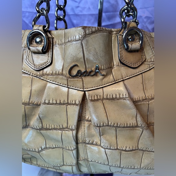 Coach Ashley Vintage F17661 Camel Beige Alligator Leather Carry all Tote Bag - Picture 8 of 12